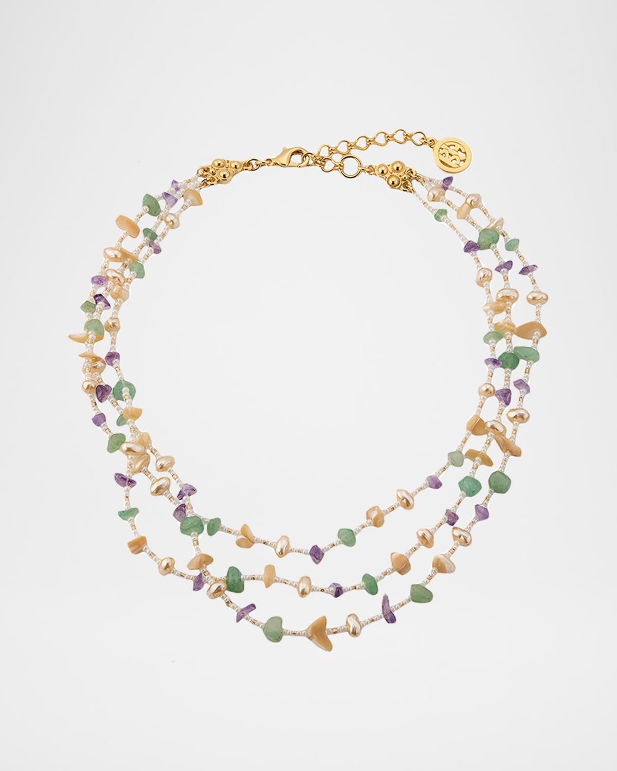 Colorful and Pearly 3-Row Necklace