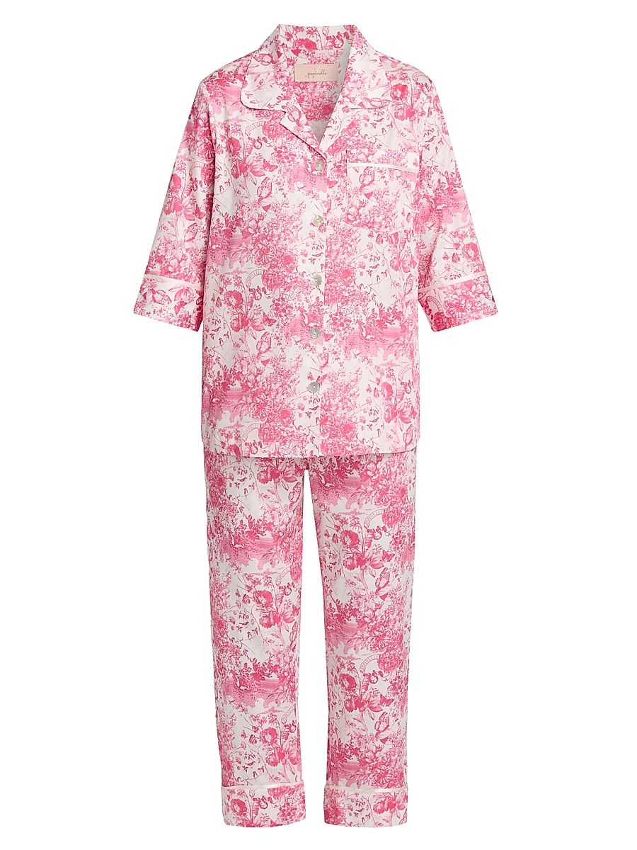 Women's Toile de Jouy Crop Pajamas - Pink Lemonade - Size XL
