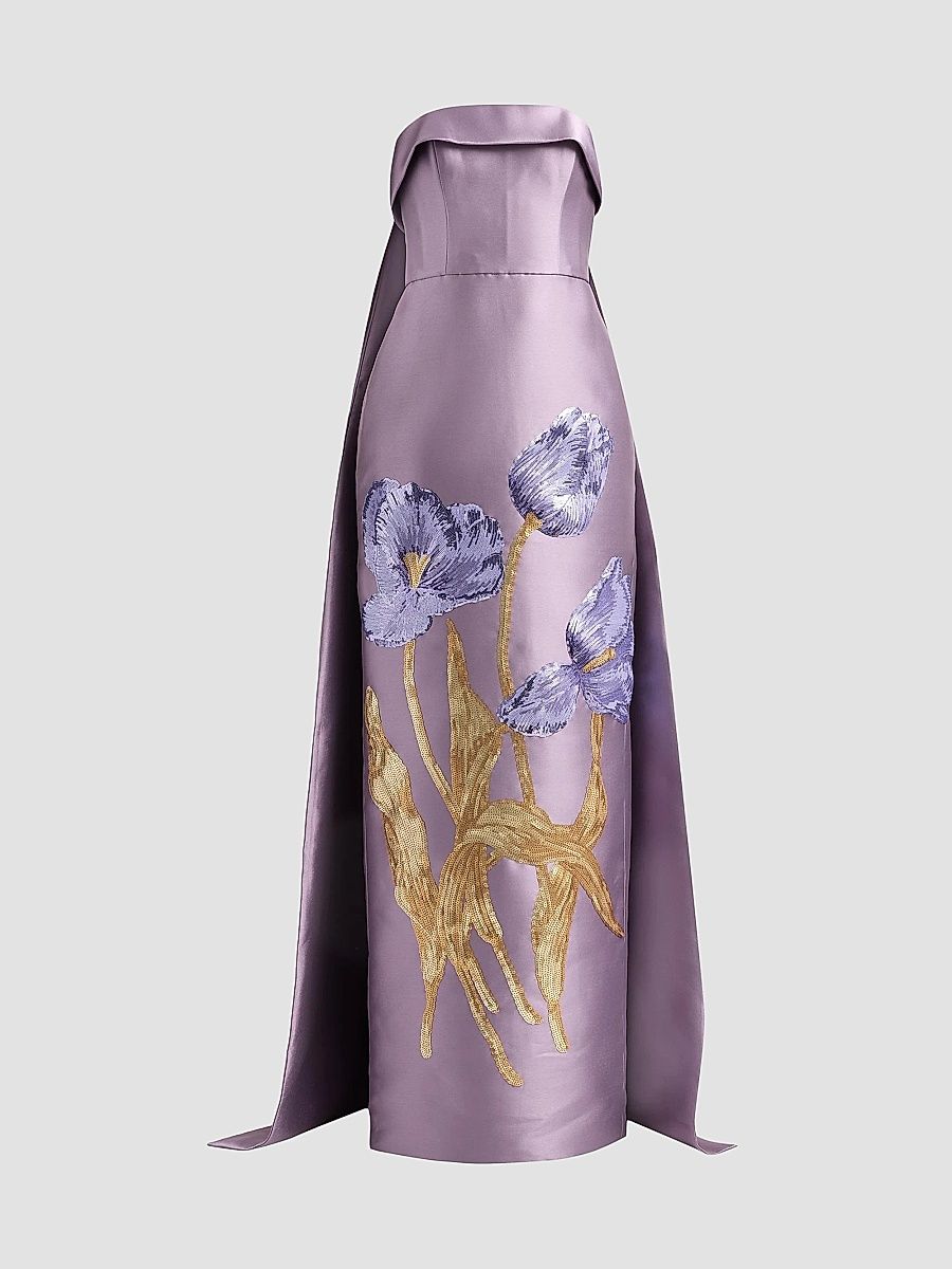 Women's Tulip Watteau Column Gown - Violet - Size 0