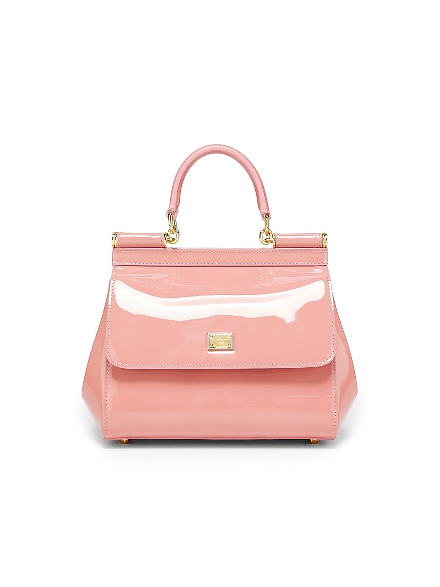 Women's Sicily Patent Leather Top Handle Bag - Rosa