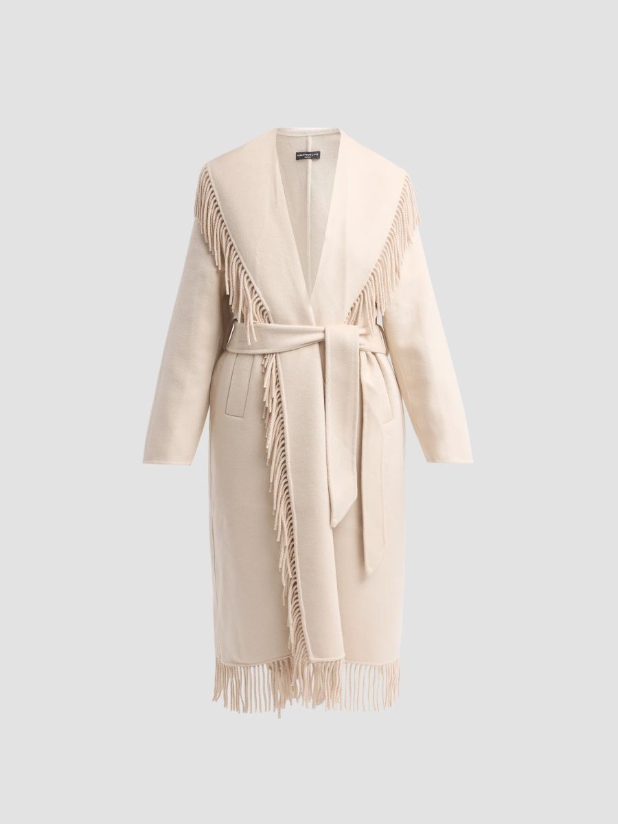 Generation Love Women's Jenny Wool-Blend Fringe Coat - Soft Beige - Size XL
