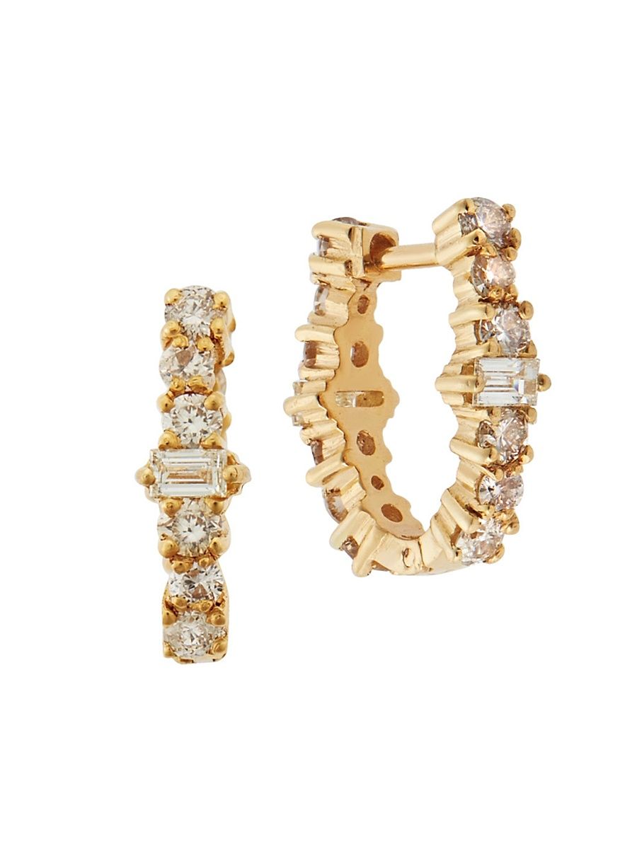 Women's Rivulet 18K Yellow Gold & Light Champagne Diamonds Hoop Earrings - Yellow Gold
