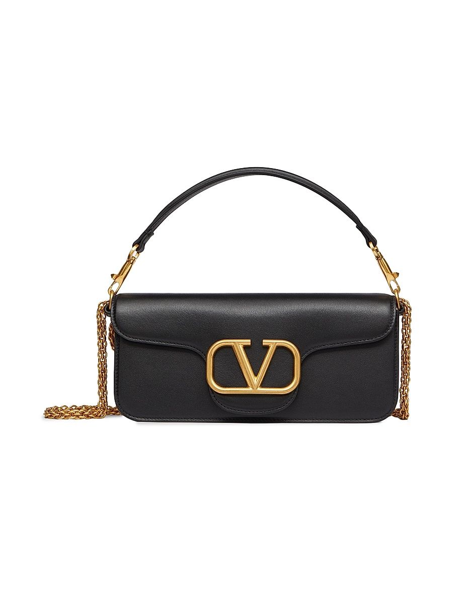 Women's Valentino Garavani Locò Calfskin Shoulder Bag - Black