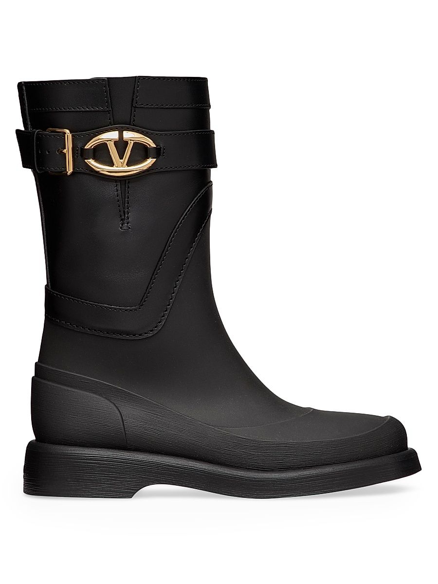 Women's VLogo The Bold Edition Boots in Rubber and Calfskin - Black - Size 7