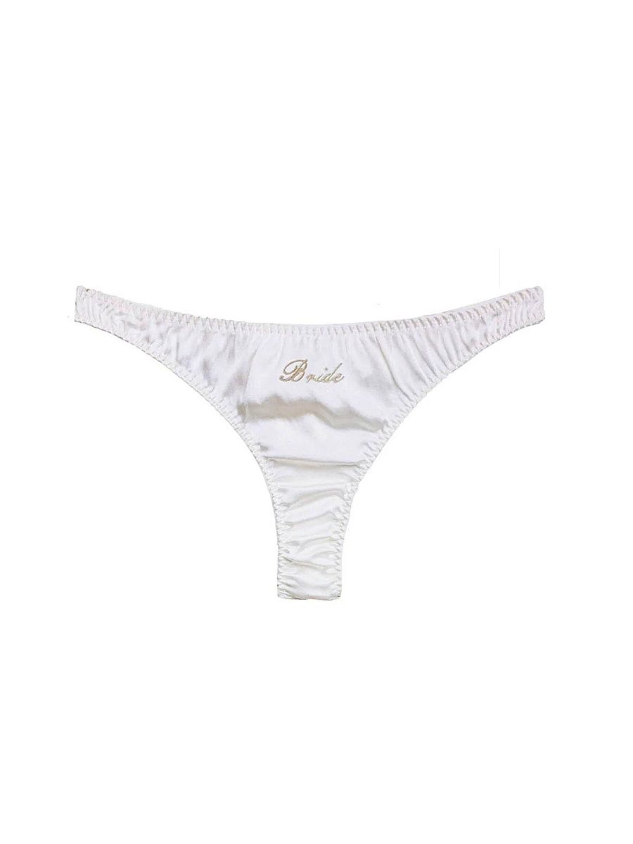 Women's Bridal Silk Luxe Thong - Ivory - Size XL