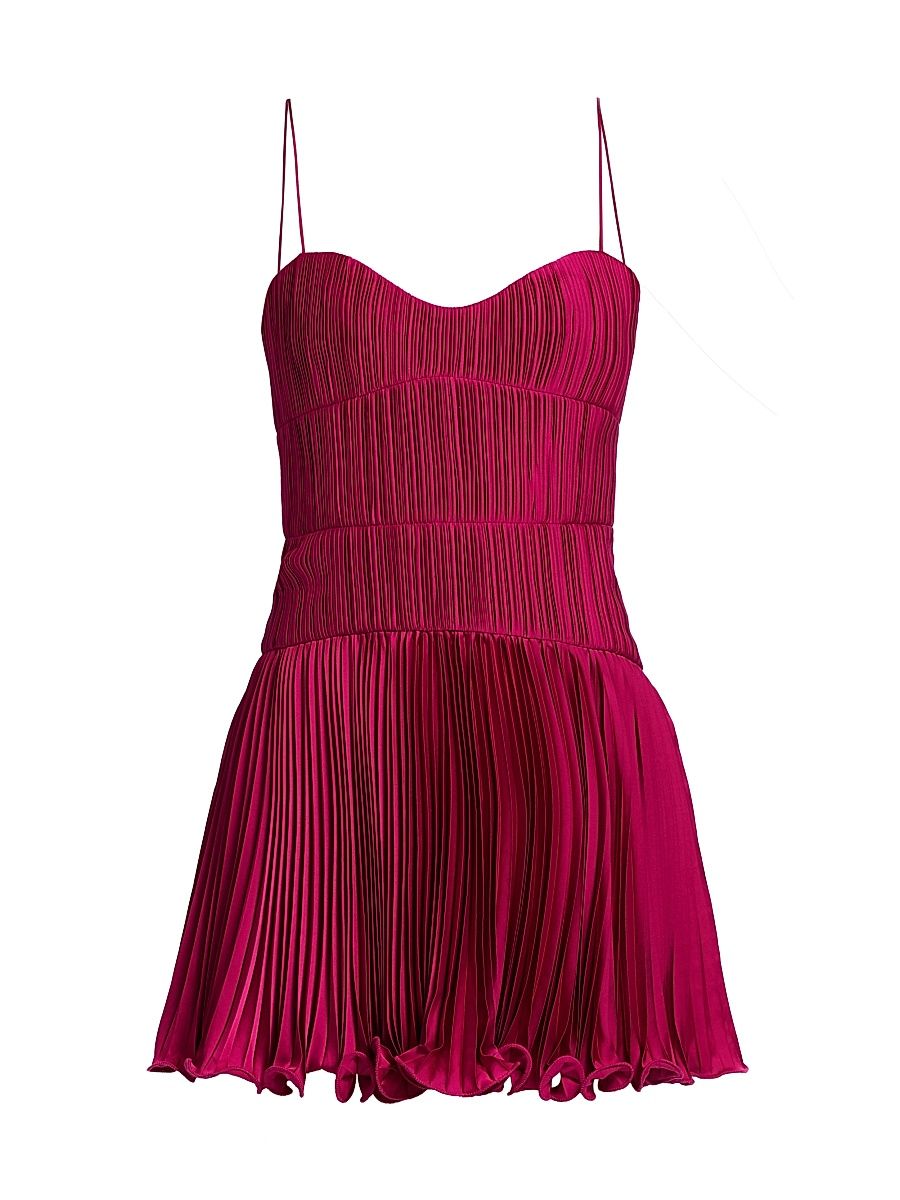 Women's Cami Pleated Satin Minidress - Berry Blush - Size 12