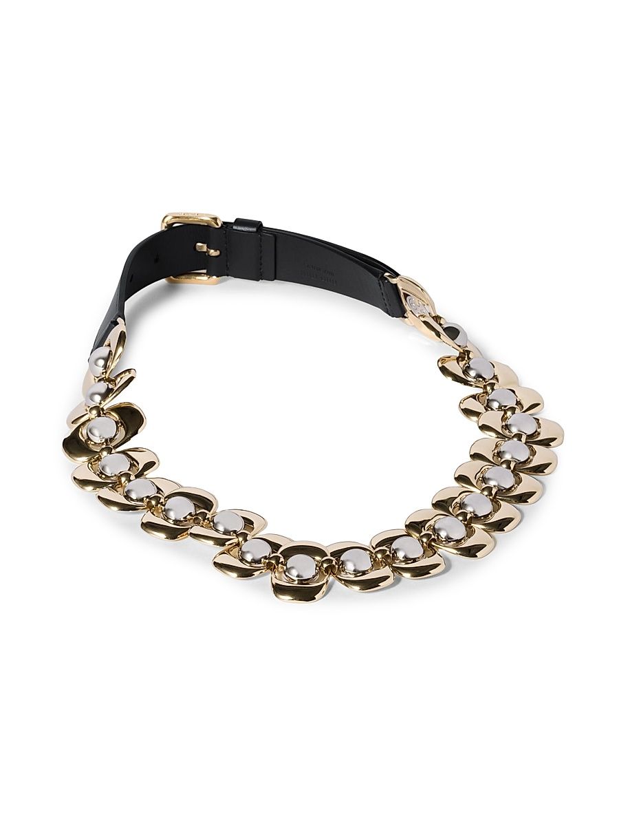 Women's Leather and Metal Belt - Black - Size 36