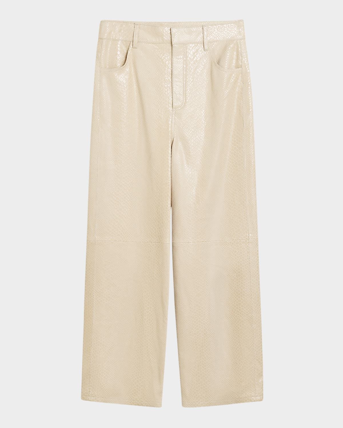 Cailys Crocodile-Embossed Leather Trousers