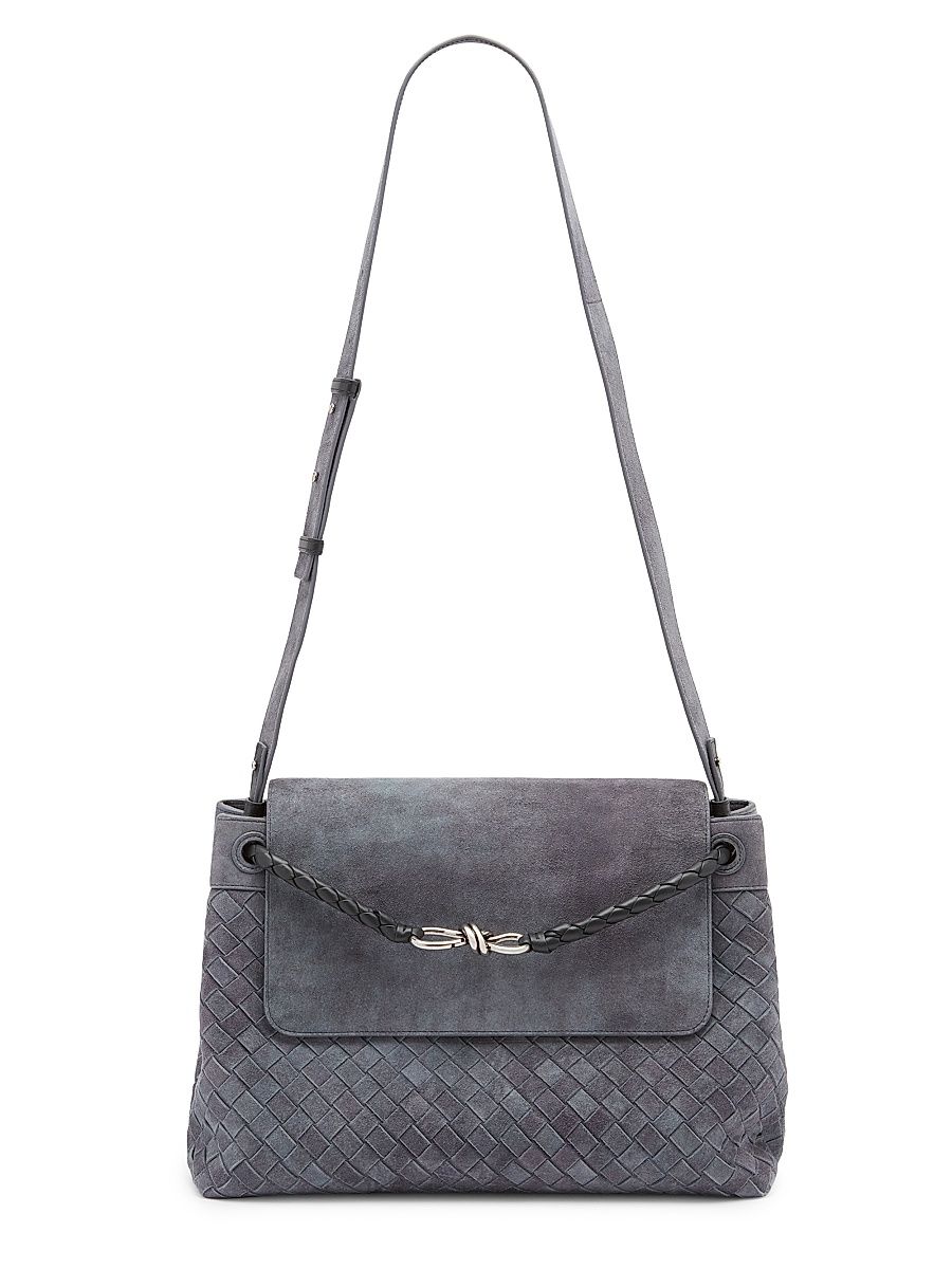 Men's Andiamo Intrecciato Suede Messenger Bag - Cloudy