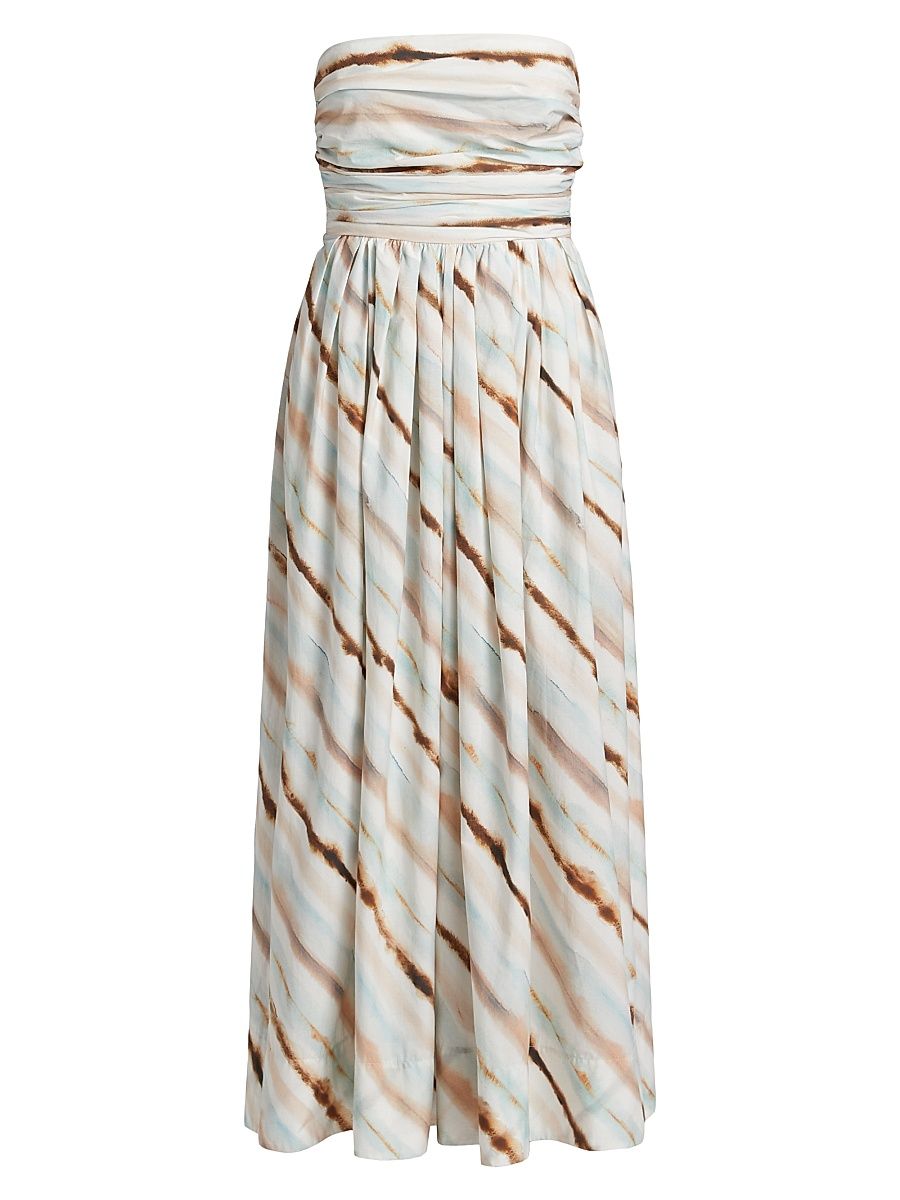 Women's Tara Striped Strapless Midi-Dress - Mint Multi - Size 12