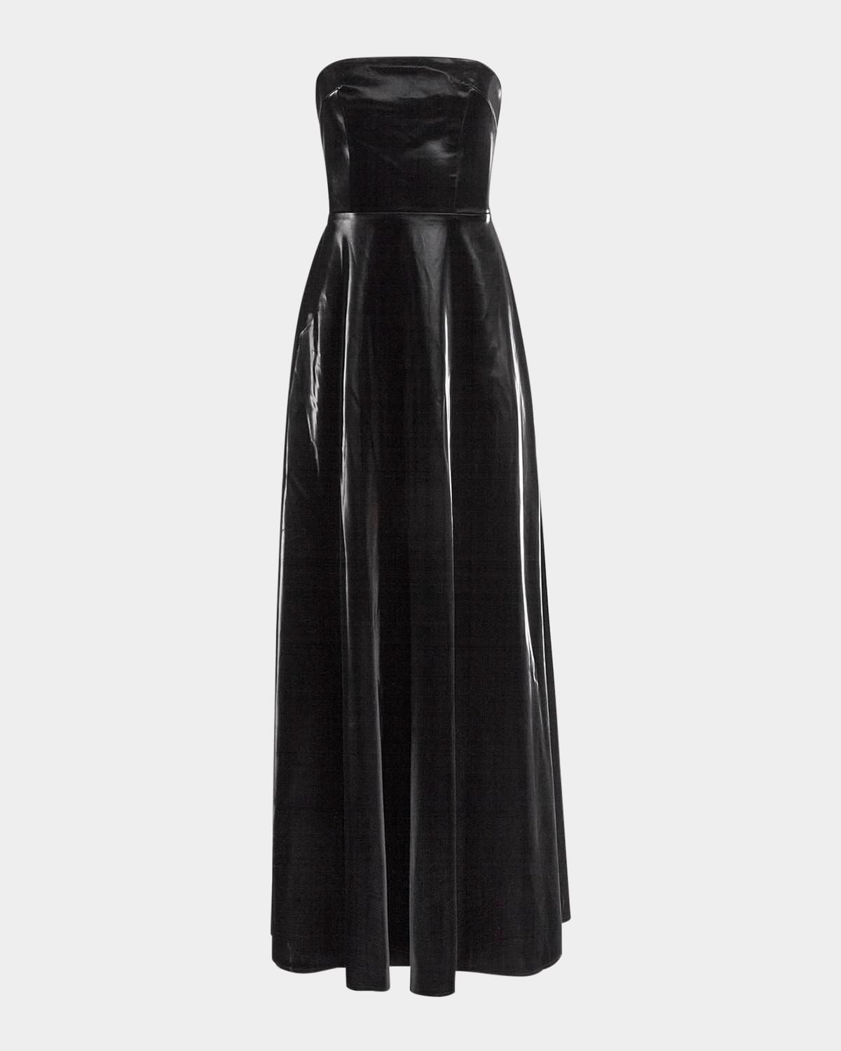Strapless A-Line Patent Vinyl Gown