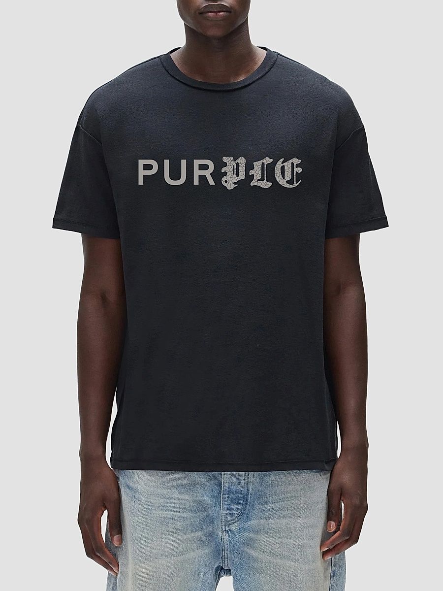 Purple Brand Men's Textured Inside Out Cotton Crewneck T-Shirt - Black - Size XXL
