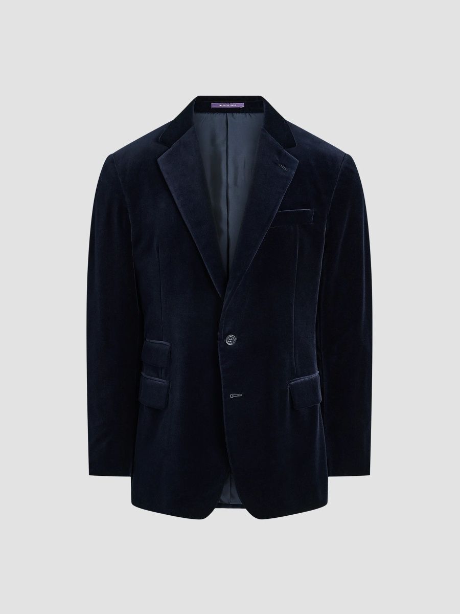 Ralph Lauren Purple Label Men's Kent Hand-Tailored Velvet Jacket - Midnight Navy - Size 48