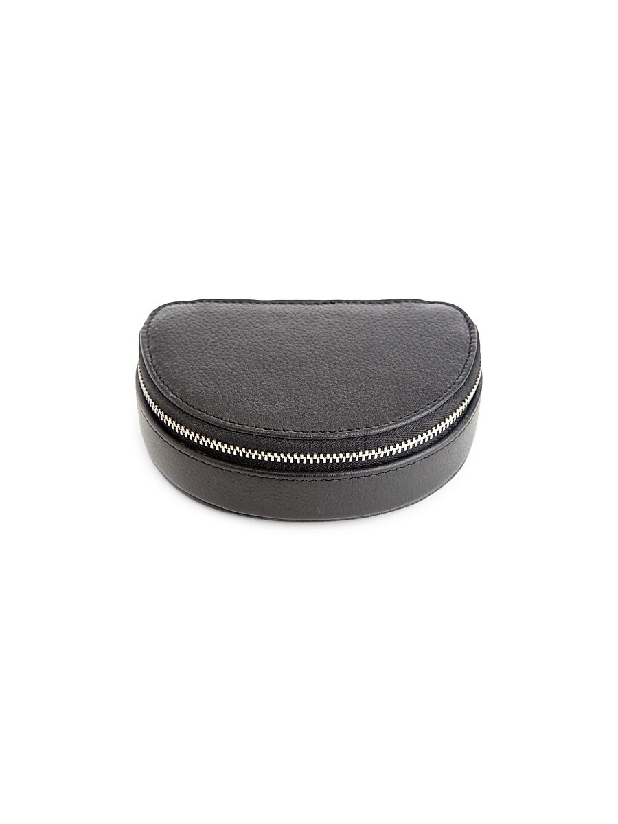 Leather Compact Jewelry Case - Black