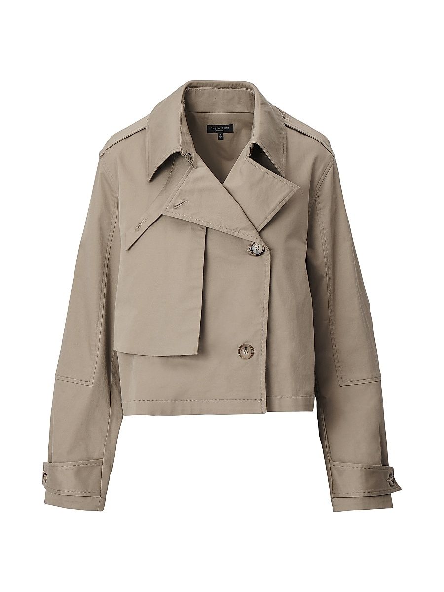 Women's Jamie Crop Trench Jacket - Khaki - Size Small