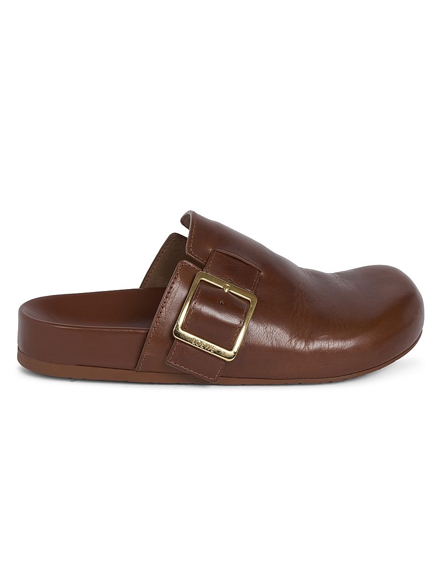 Women's Ease Buckle Leather Mules - Rust - Size 7