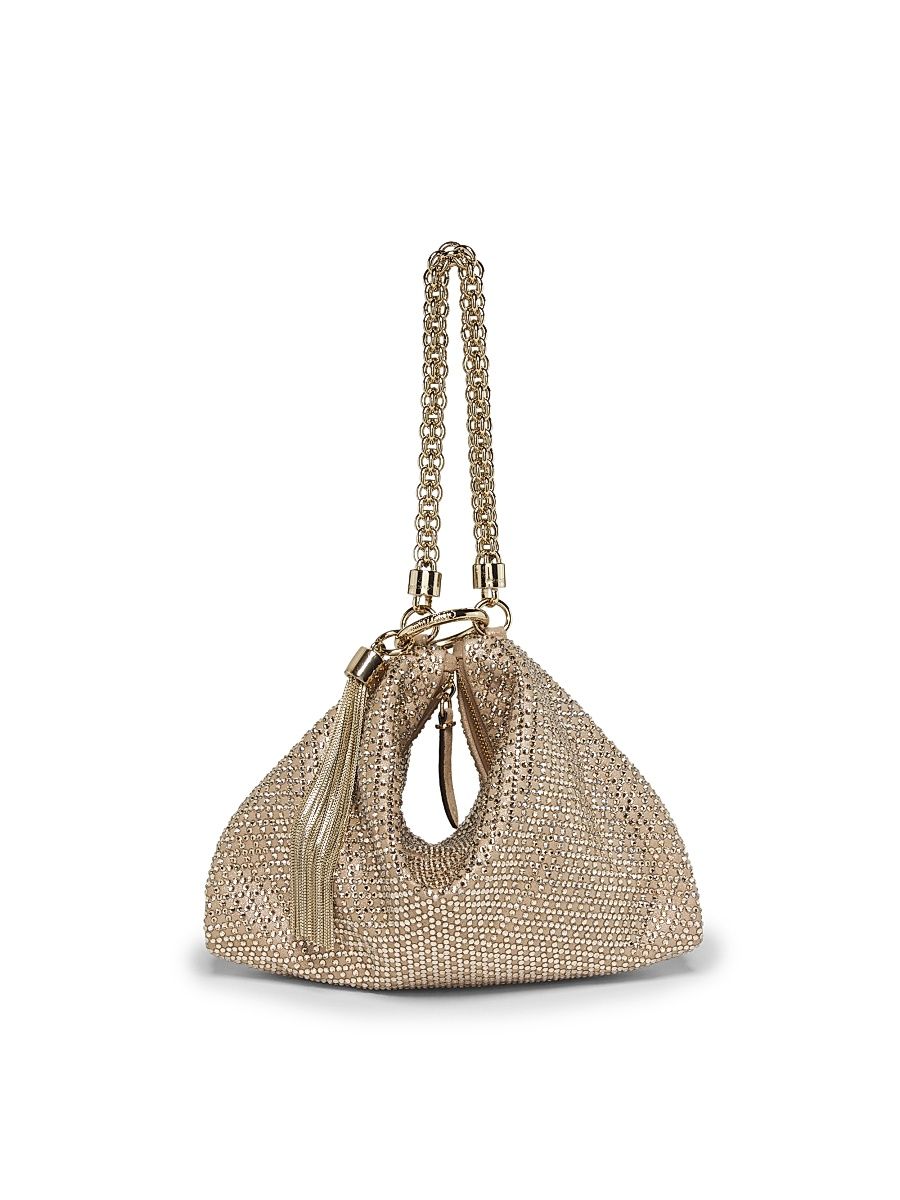 Women's Callie Crystal Hotfix Suede Shoulder Bag - Chai Light Gold