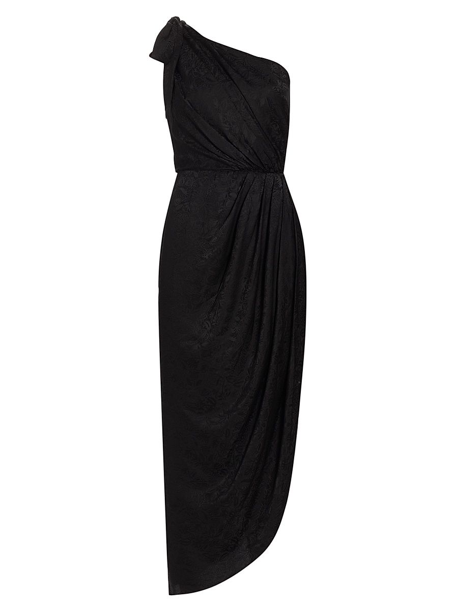 Women's Wildflower Dahlia Silk Midi-Dress - Nuit Black - Size 10