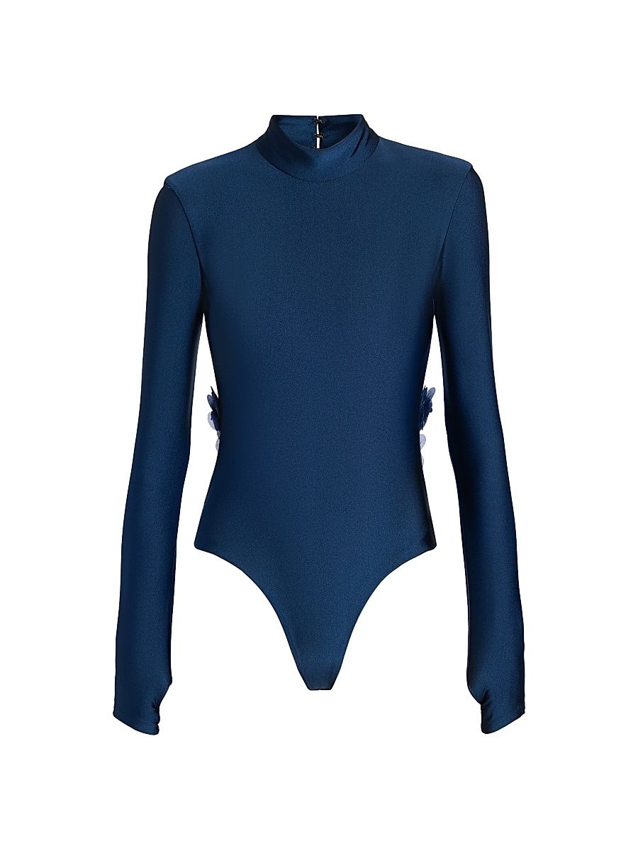 Women's Identity Caterina Embellished Bodysuit - Navy - Size Medium