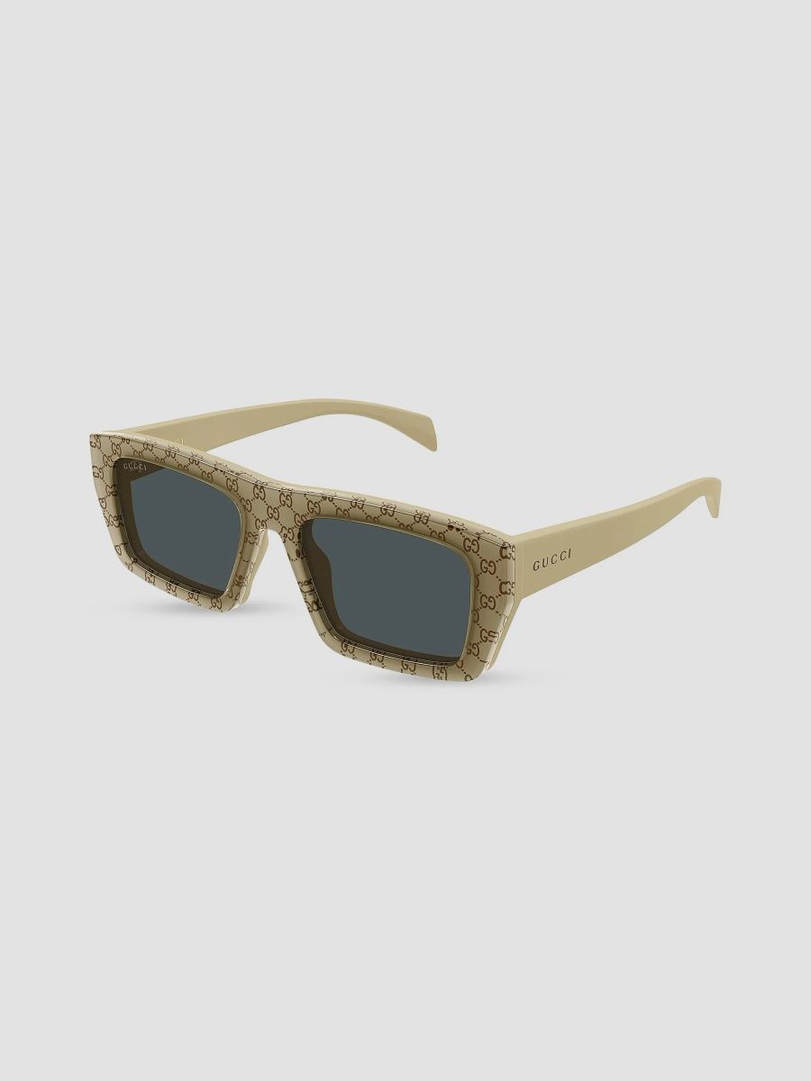Gucci Men's Rowcut 54MM Rectangular Sunglasses - Beige Grey