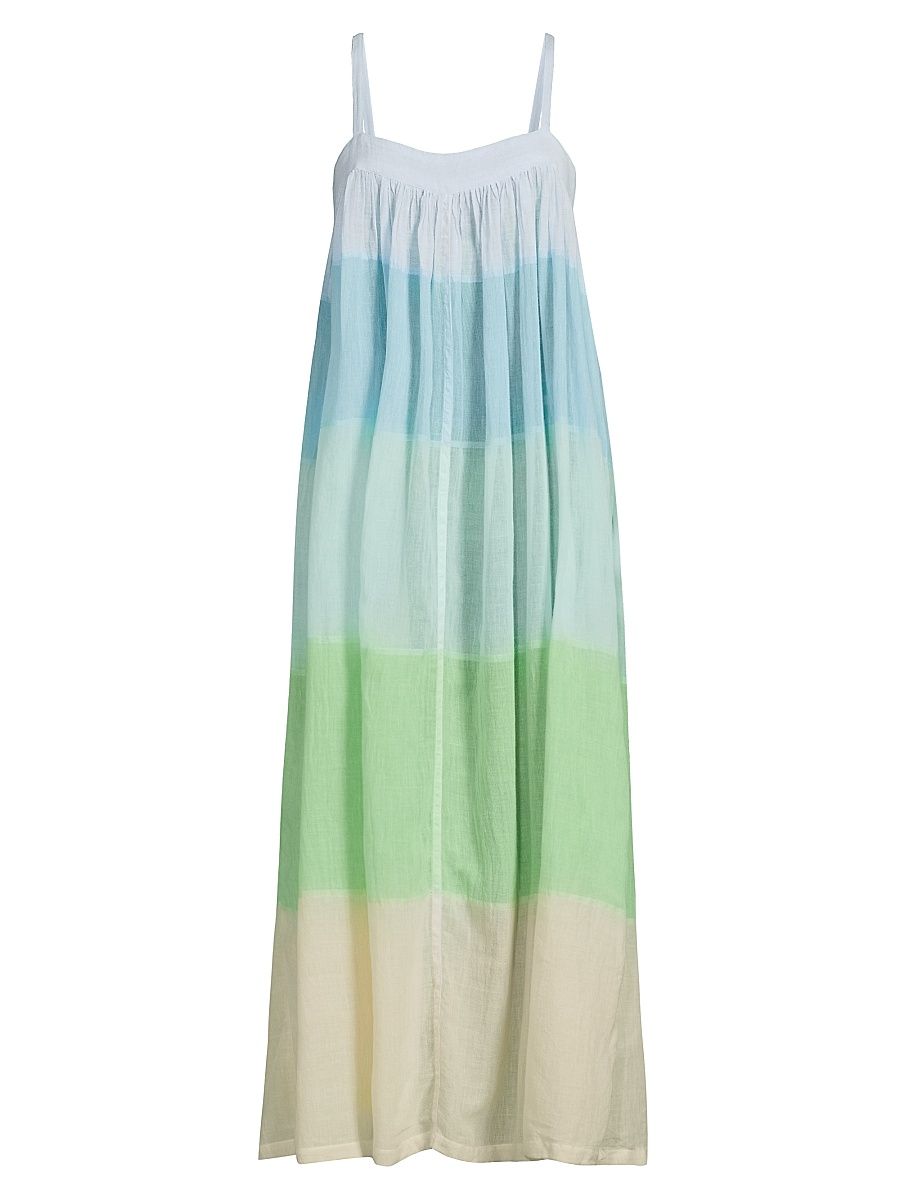 Women's Eda Colorblocked Cotton Slipdress - Nefas Mint - Size Large