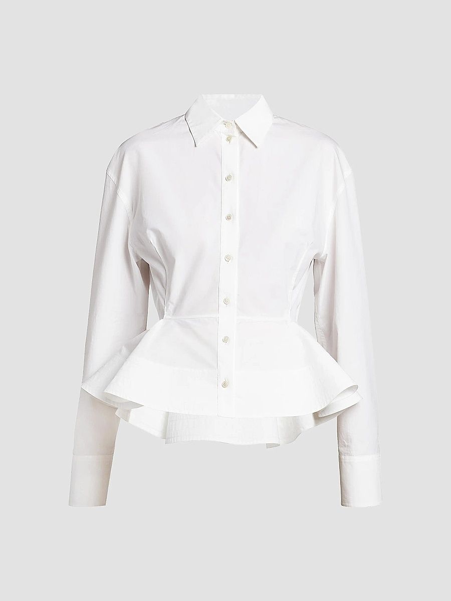 Stella McCartney Women's Poplin Cotton Peplum Shirt - Pure White - Size 14