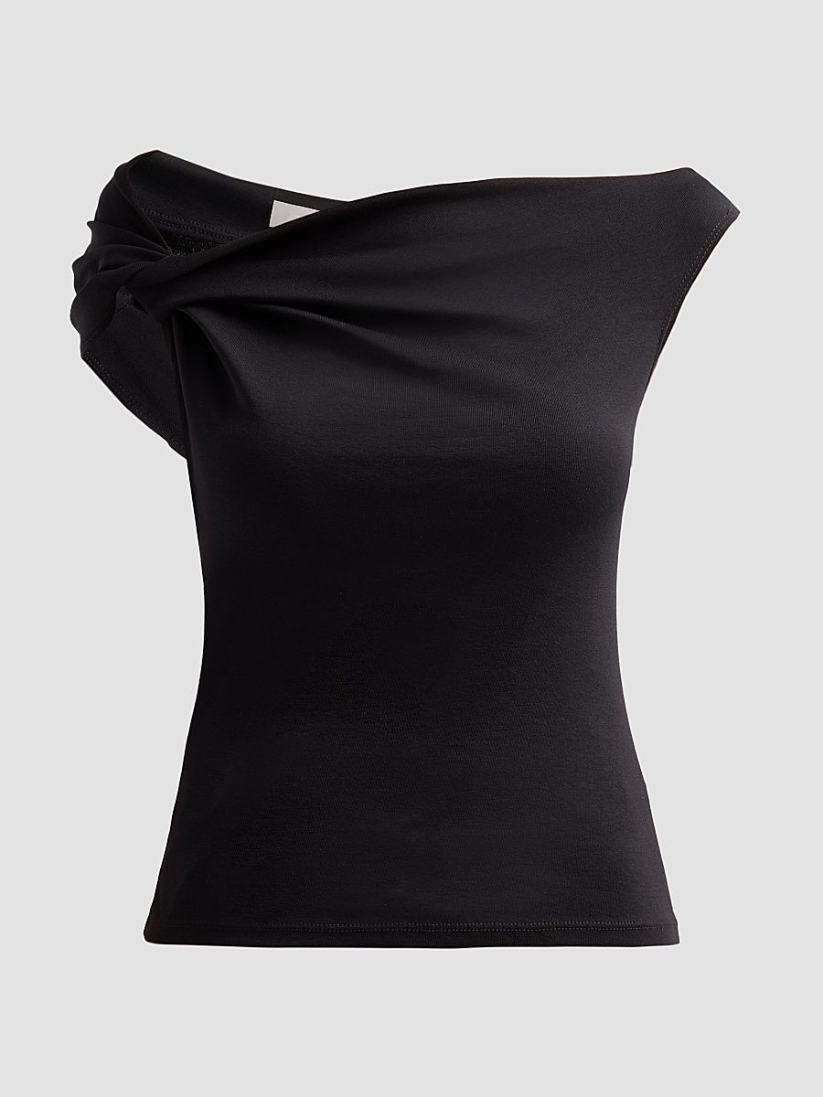 Women's Cece Asymmetric Jersey T-Shirt - Black - Size XS