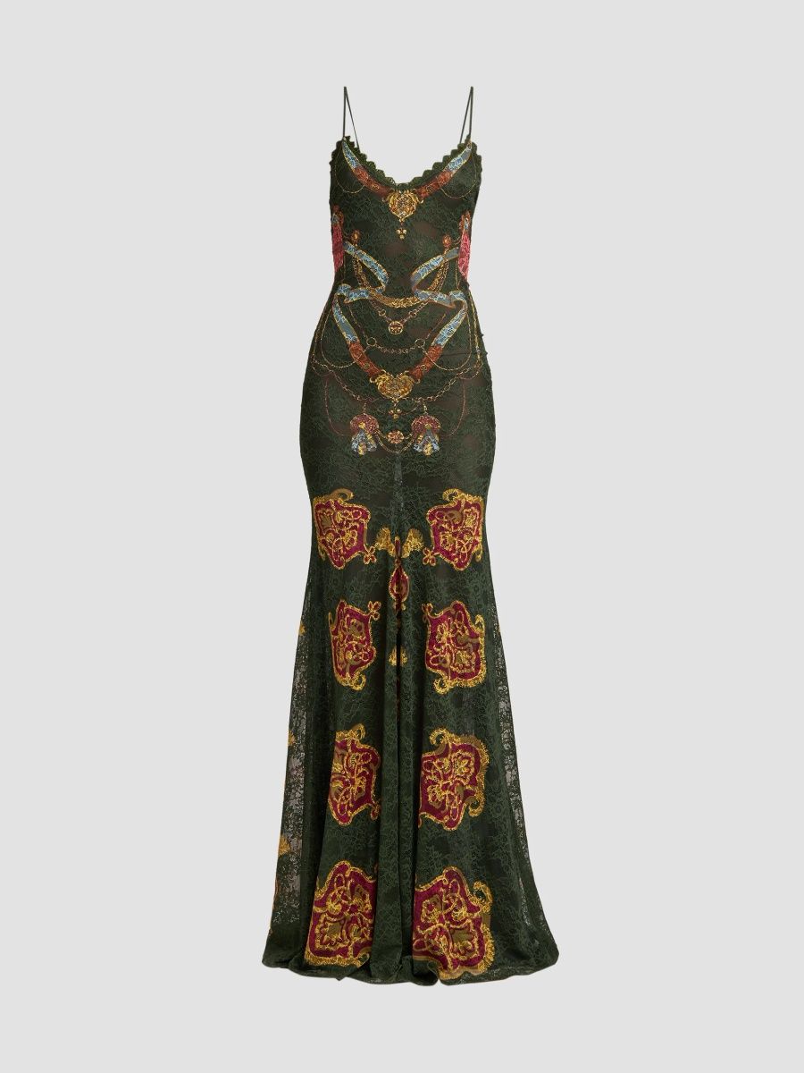 Etro Women's Printed Wool Mermaid Gown - Multi - Size 8