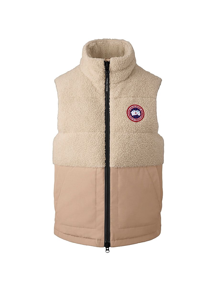 Women's Elora Mixed-Media Zip-Up Vest - Light Tan - Size Small