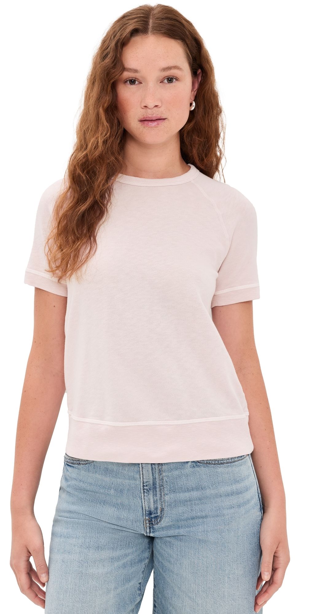 James Perse Vintage Cotton French Terry Sweat Top Rose Quartz 4