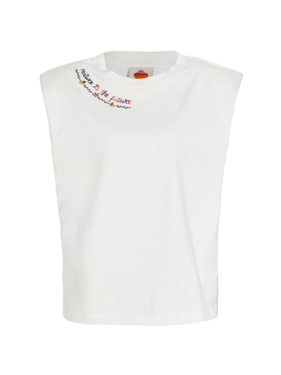 Farm Rio Women's Nature Is The Future Embroidered T-Shirt - Off White - Size XL