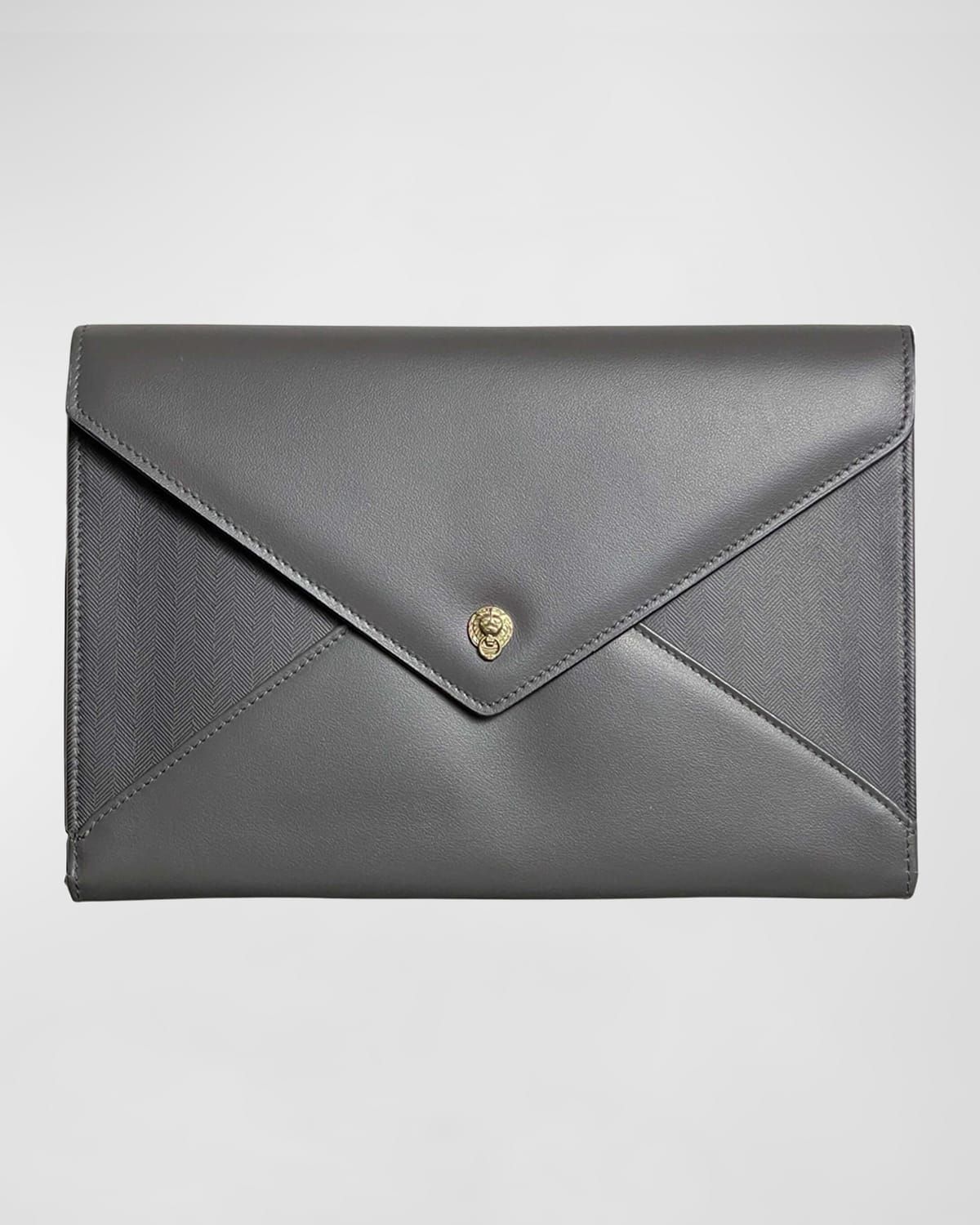 Textured Leather Envelope Clutch Bag