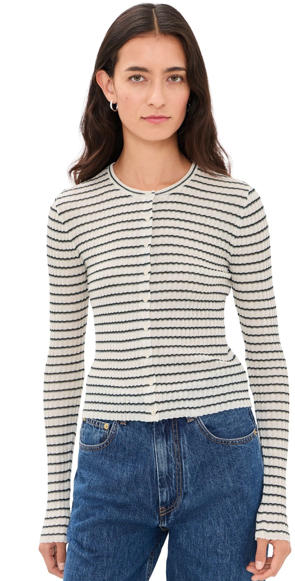 Z Supply Rosanna Stripe Sweater Top Chalk XL