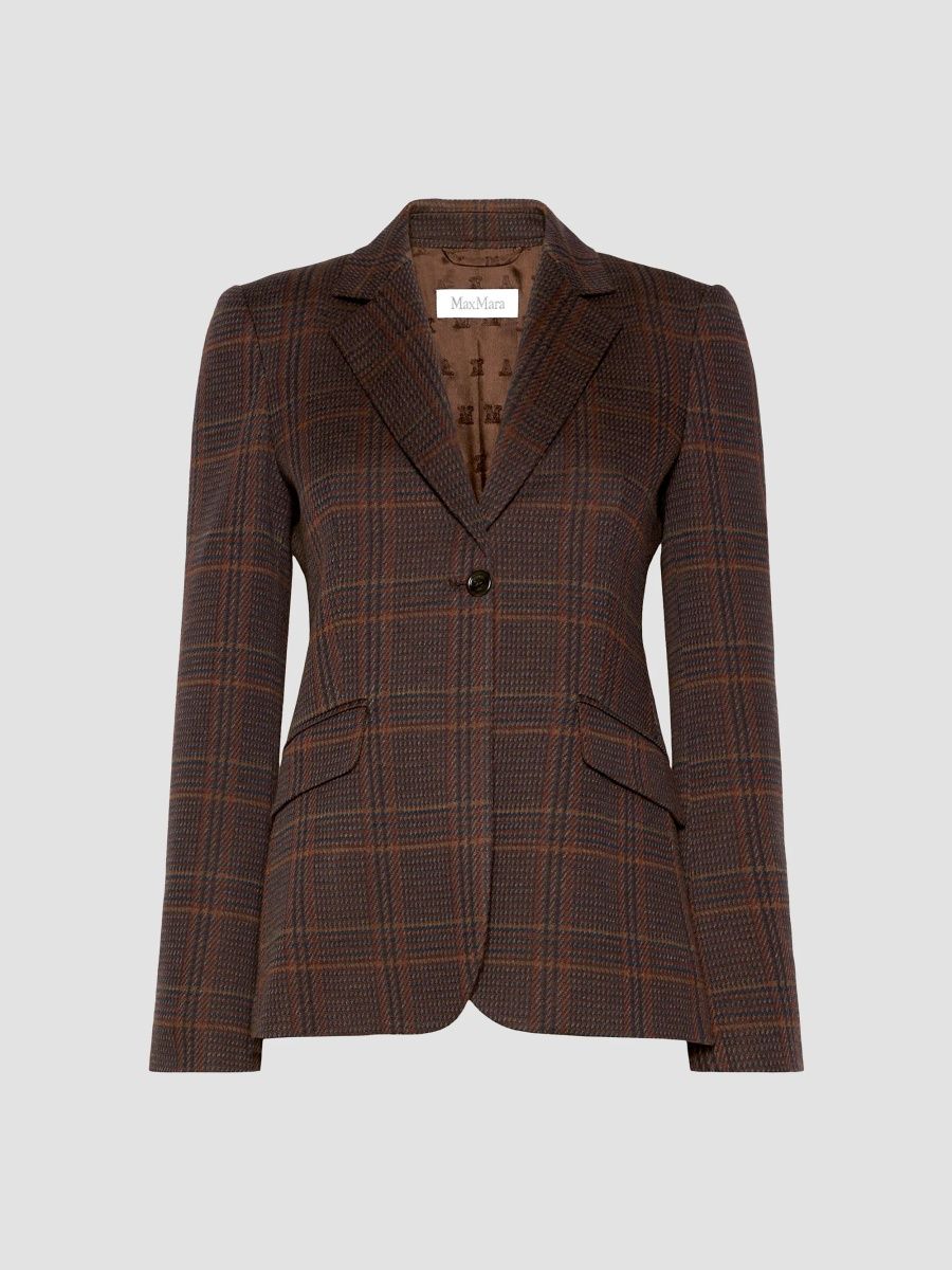 Max Mara Women's Wool and Cotton Single Breasted Blazer - Brown Bordeaux - Size 12