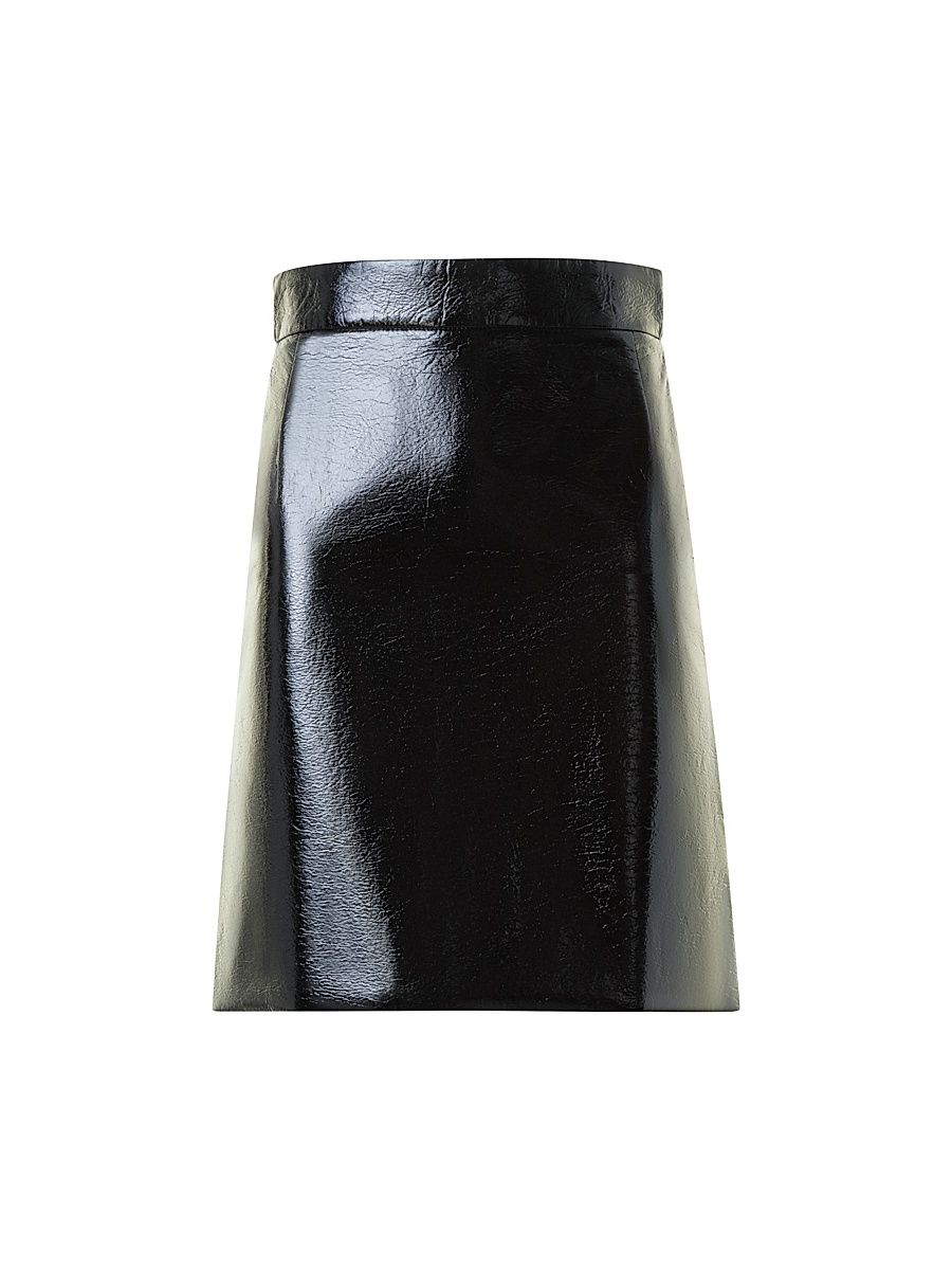 Women's Crinkle Lacquered Miniskirt - Black - Size 12