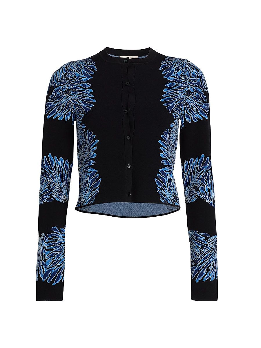 Women's Carina Knit Jacquard Cardigan - Lapis - Size Small