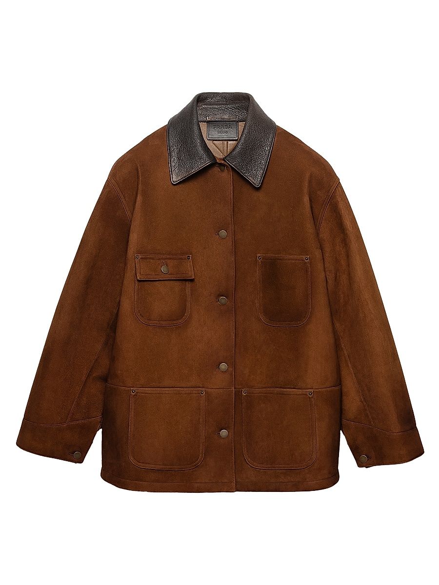 Women's Suede Caban Jacket - Brown - Size 4