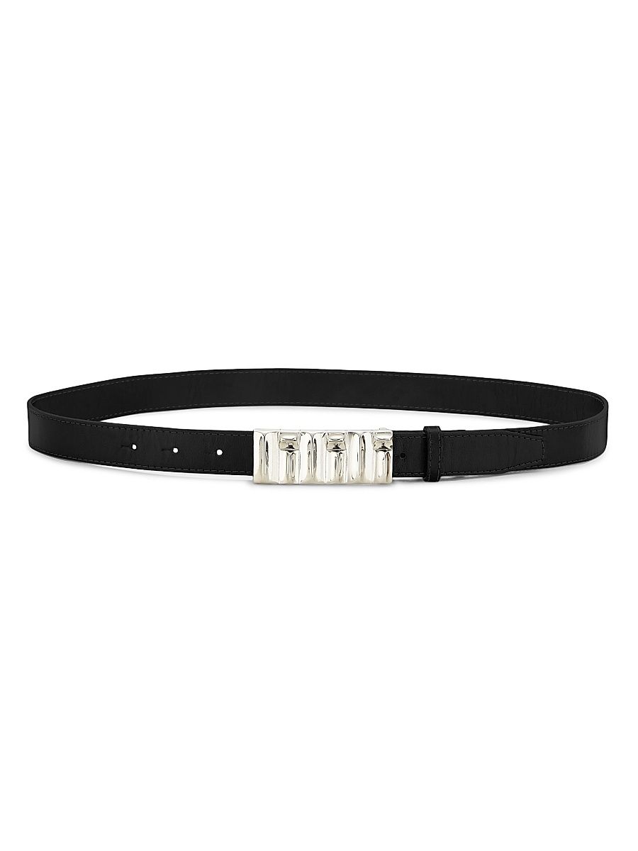 Women's Sculptural Leather Belt - Black - Size XS