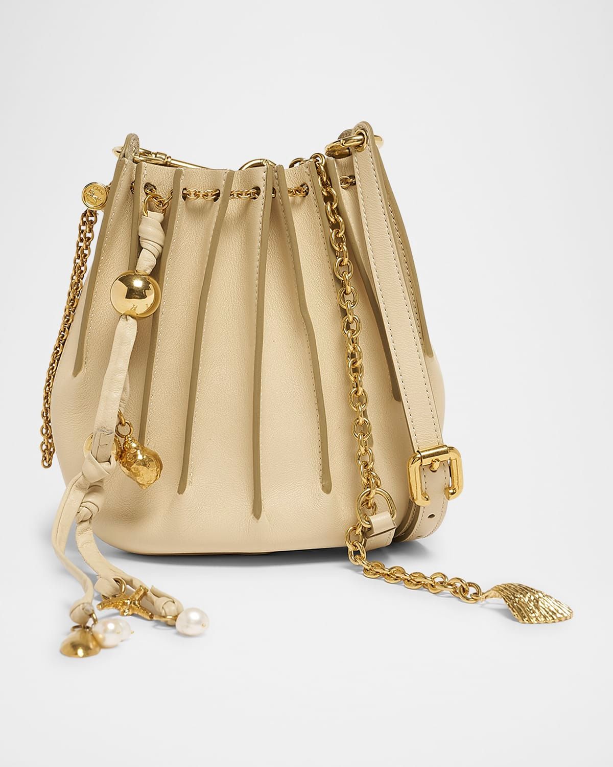 Sea Treasures Pleated Crossbody Bag in Leather