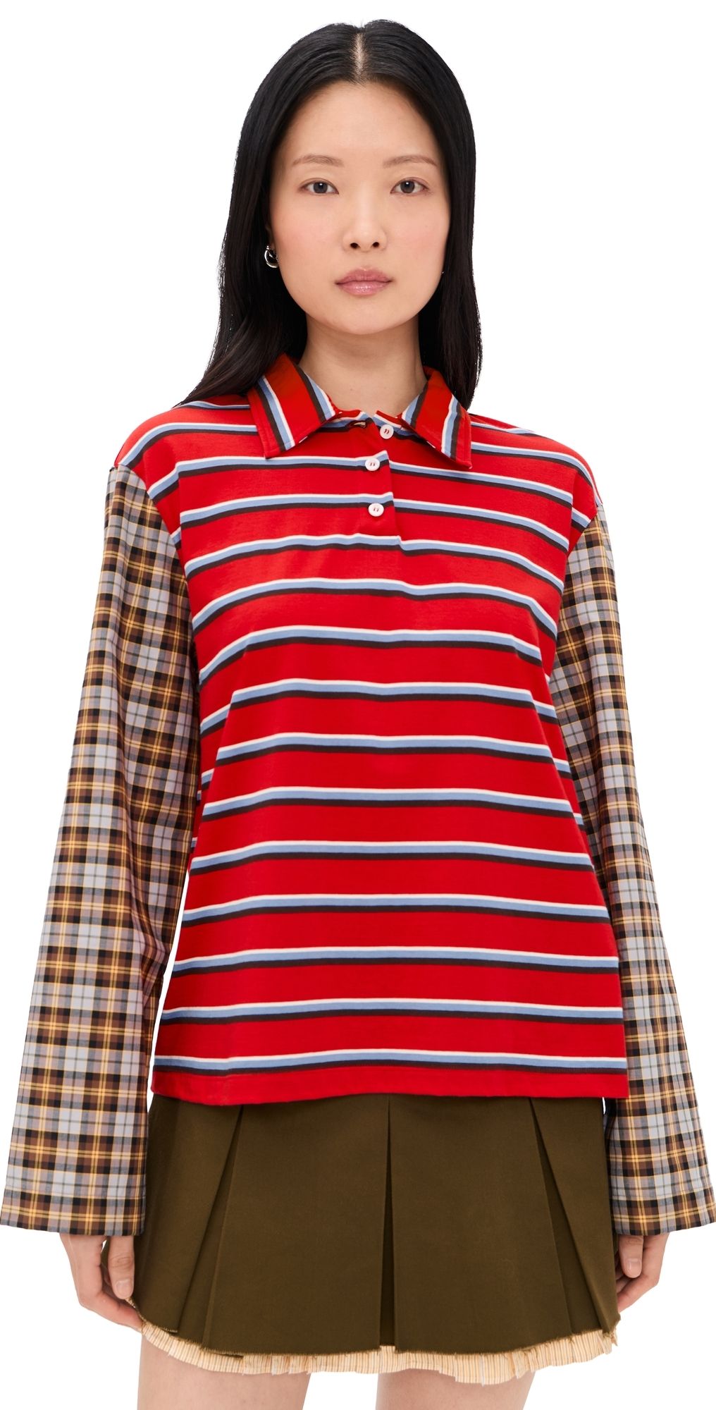 MSGM Stripe Long Sleeve Top Red XL