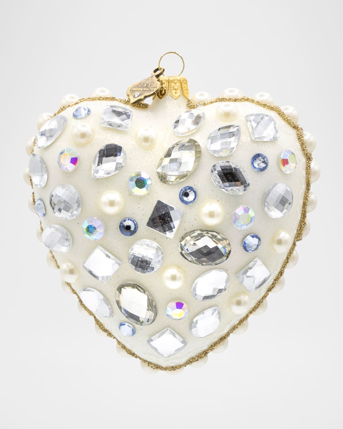 Bejeweled Opal Heart Christmas Ornament
