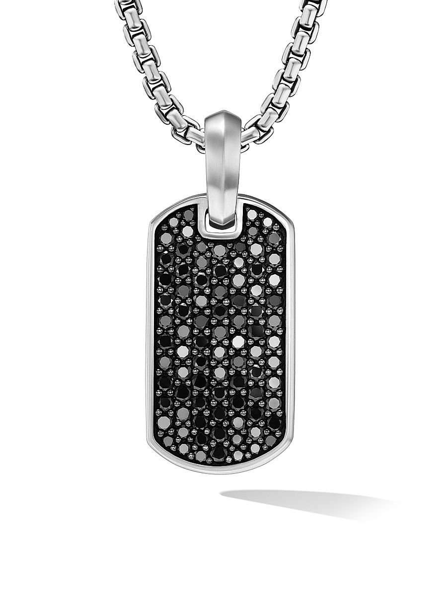Men's Chevron Tag in Sterling Silver - Black Diamond