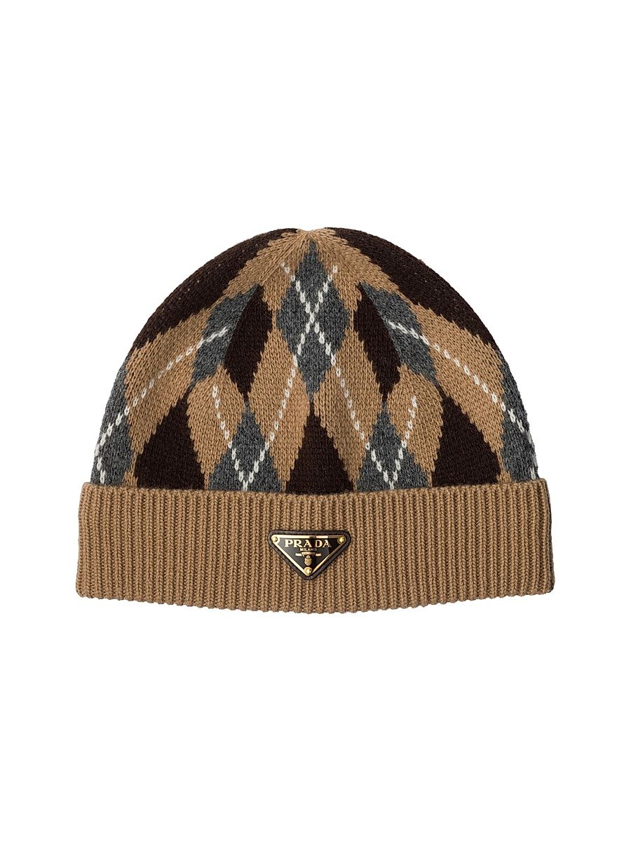 Women's Argyle Knit Beanie - Brown - Size Large
