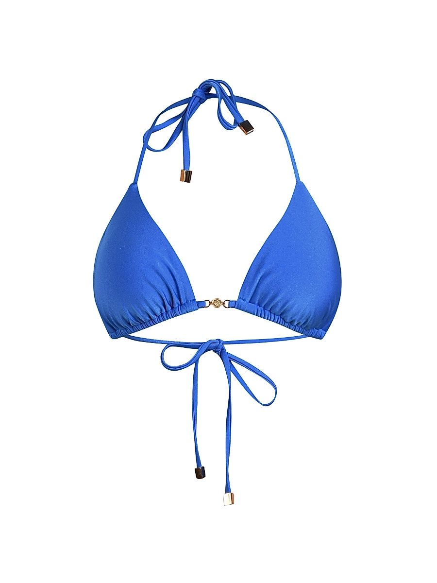 Women's Shimmer Solids Kristin Shimmer Triangle Bikini Top - Capri Blue - Size Large