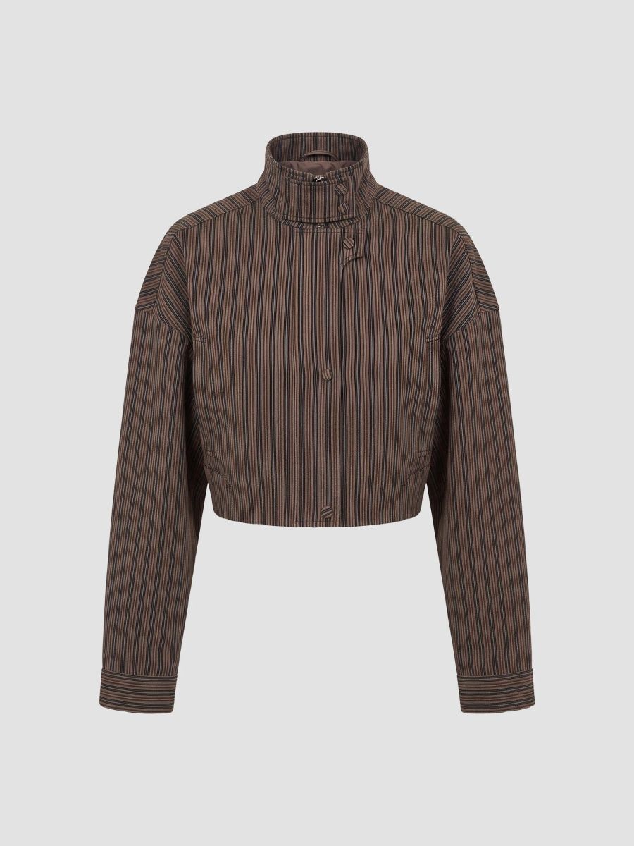 Nicholas the Label Women's Bronte Striped Crop Bomber Jacket - Variegated Stripe - Size 12