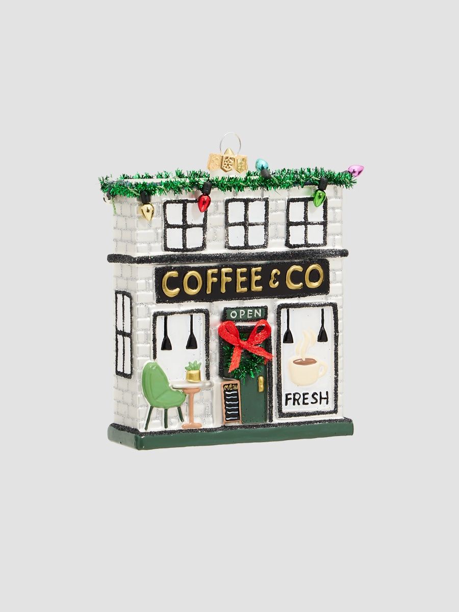 Cody Foster & Co Glass Coffee Shop Ornament