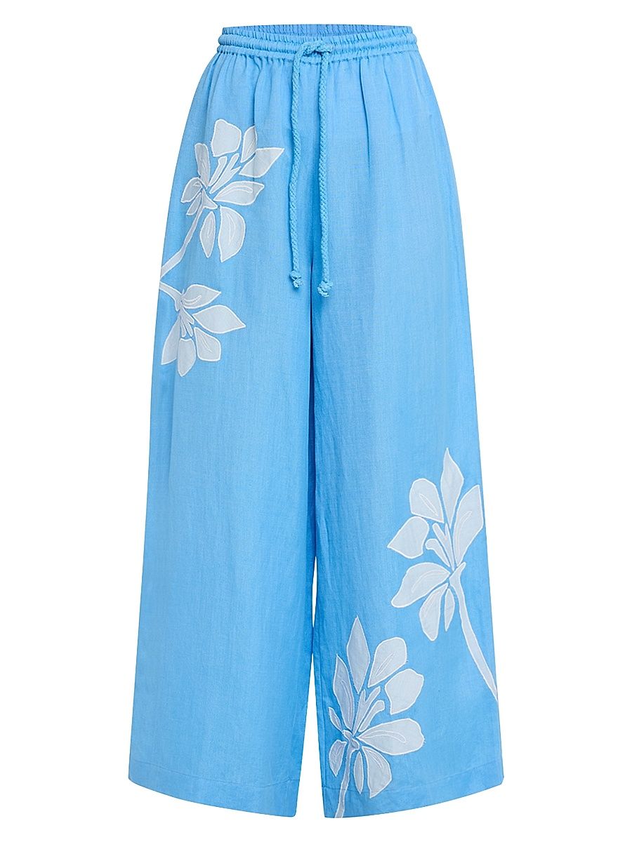 Women's Tammy Drawstring Pants - Blue Pattern - Size 2