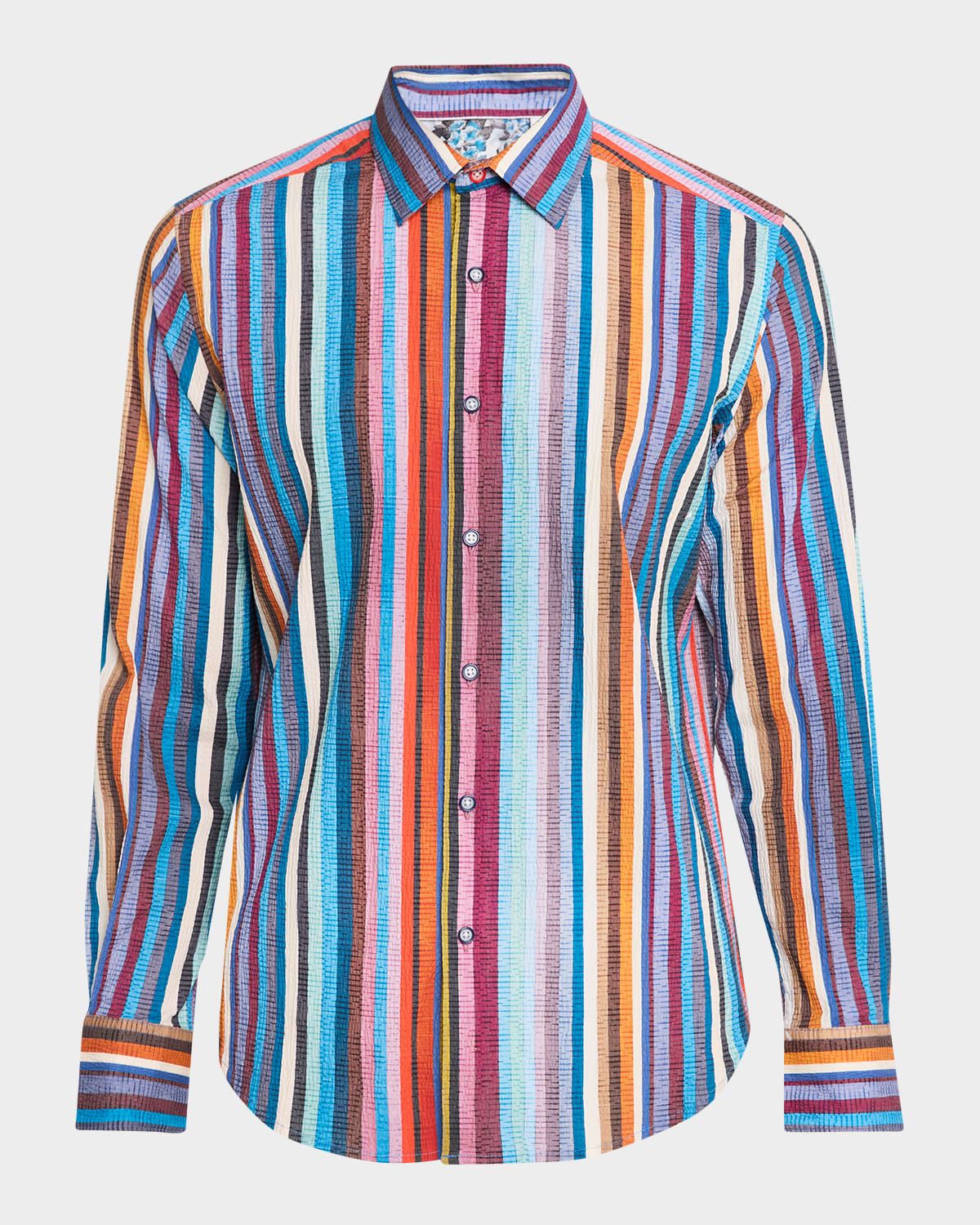 Men & apos;s Pomsford Cotton Stretch Multicolor Stripe Sport Shirt