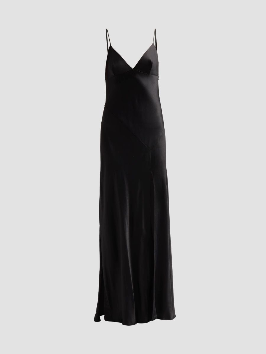 Alberta Ferretti Women's Strappy Enver Satin Dress - Black - Size 12