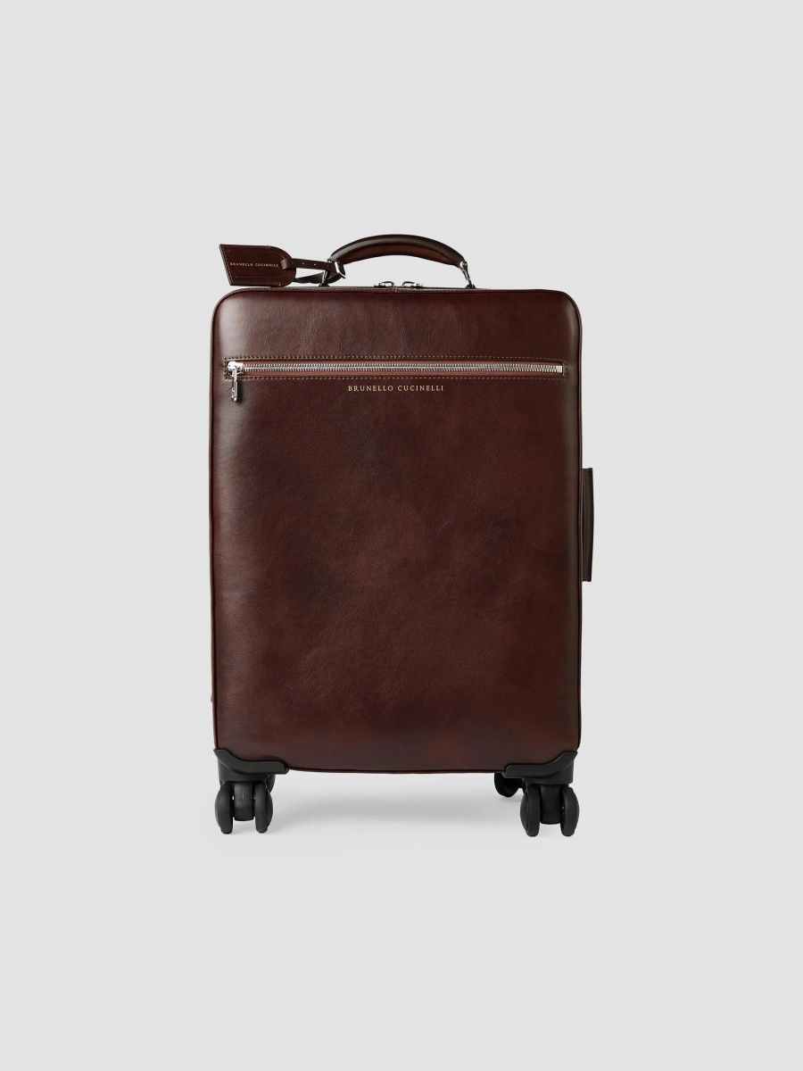 Brunello Cucinelli Calfskin Suitcase - Burgundy